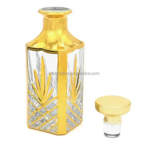 New Arrival Gold Uv Engraving Alcohol Resist Glass Lid Essential Oil Oud Oil Shop Display Attar Bottle