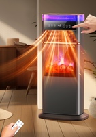Nouveau 2026 – Chauffe-vent portable 3D effet flamme 2000W avec humidificateur vapeur à atomisation intégrée et télécommande pour maison et bureau