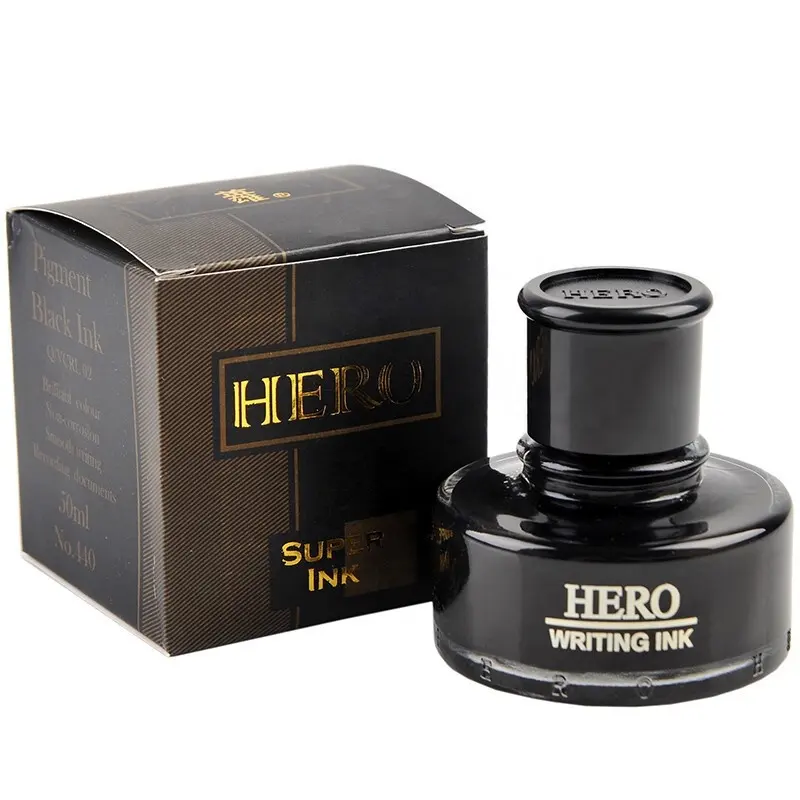 Hero 440 stylo plume encre sans carbone noir pur stylo non bloquant séchage rapide enseignant encre spécifique 50 ml/bouteille