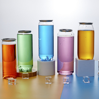 Boîtes de boisson en plastique PET de 250 ml et 550 ml vides avec anneau de traction pour soda, thé, bière avec impression sérigraphique