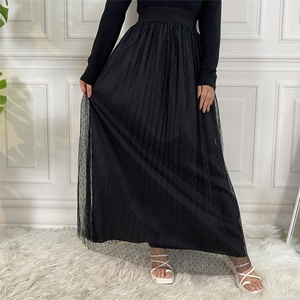 2182 #   Jupes en tulle à pois pour femmes musulmanes, mode féminine, longues, entièrement doublées, maxi jupe d'été - Product Image 2