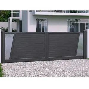 Puerta de entrada doble de aluminio frontal personalizada, puerta de seguridad electrónica para jardín al aire libre