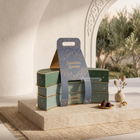 Boîte de dattes sucrées en forme de croissant du Ramadan avec logo personnalisé en relief, emballage en carton pour chocolat, thème Aïd