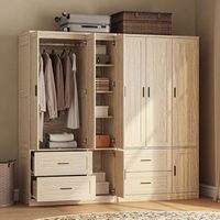 Armoire avec 2 tiroirs et étagères, chêne clair