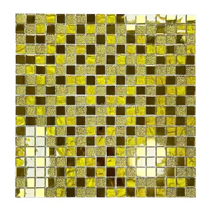 Specchio diamantato in oro con motivo a conchiglia mosaico in vetro di cristallo piastrella a mosaico per bagno in vetro all'ingrosso di fabbrica a buon mercato