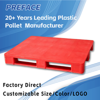 Palette en plastique réversible Preface 1200x1000mm, palettes en HDPE avec surface grillagée pour rayonnages d'entrepôt et stockage au sol