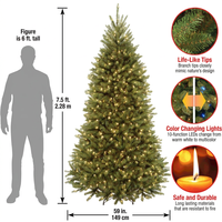 Sapin de Noël artificiel Dunhill Fir pré-éclairé de 5 à 10 pieds, arbre d'intérieur avec lumières LED blanc chaud et support