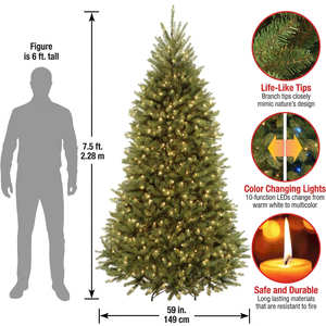Árbol de Navidad Artificial Dunhill Fir Preiluminado de 1.5 a 3 m con Luces LED Blanco Cálido y Base para Interiores - Product Image 5