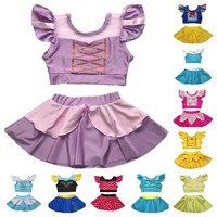 Vente en gros d'usine, bikini Elsa Anna pour bébés filles, vêtements de plage princesse, maillot de bain une pièce découpé, maillot de bain pour filles