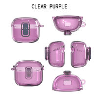 Étui de protection complet en plastique transparent pour écouteurs JBL Tune Flex sans fil avec crochet de transport