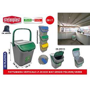 Contenedor de Basura Vertical Stefanplast Eco Way de 28L, Gris Polvoriento, Multicolor - Product Image 1