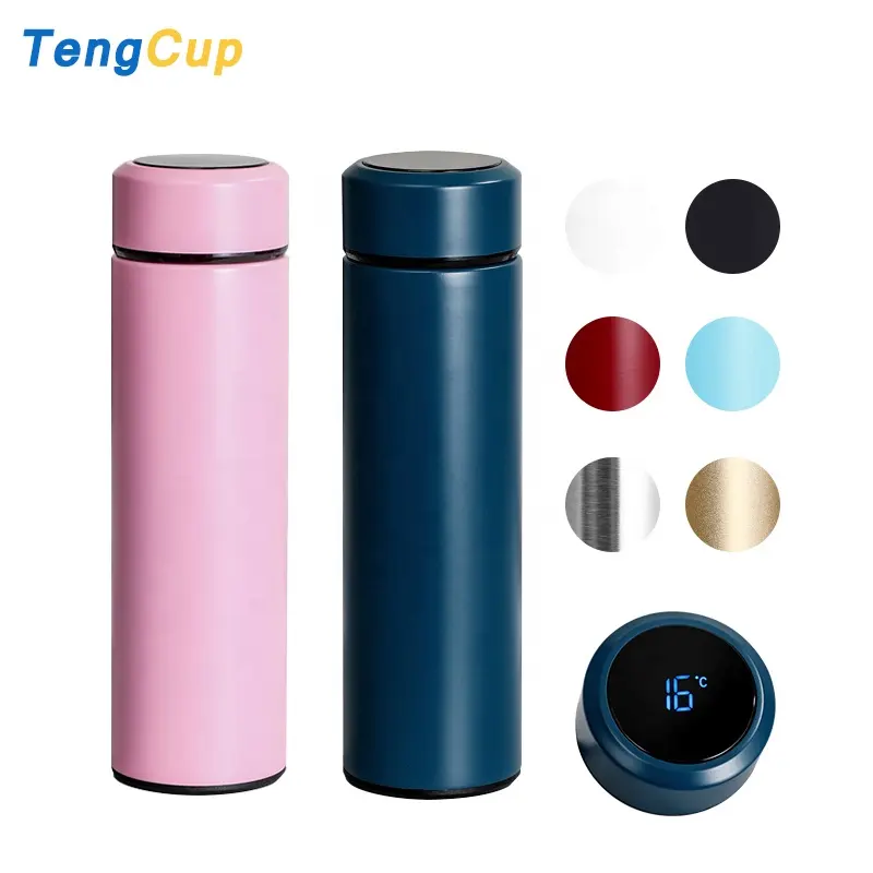 TY Intelligent 500ml Water Bottle LED Temperature Displayed Insulated 304 stainless steel vacuum LED flask