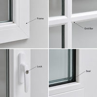 Ventana Abatible de PVC Blanco Brillante, Multirrejilla, Apertura Interior, Fácil de Limpiar, Bajo Mantenimiento, Ecológica, Cálida y Confiable