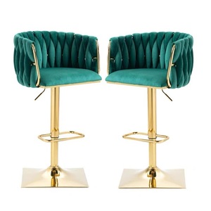 Silla de <span class=keywords><strong>Bar</strong></span>, muebles altos nórdicos para mostrador, respaldo de terciopelo de Metal dorado, cocina de lujo, taburete alto moderno de cuero, sillas de <span class=keywords><strong>Bar</strong></span> para mesa de <span class=keywords><strong>Bar</strong></span> - Product Image 1