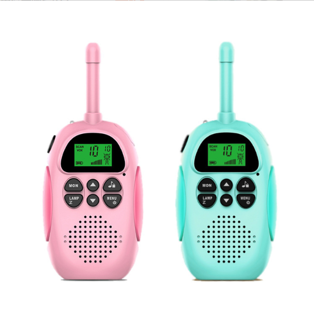 Walkie Talkie Con Vídeo Para Niños - 2 Unidades, Alcance 1000FT, Cámara HD Y Cambiador De Voz, Recargable USB-C, Rosa