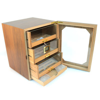 Coffret Cadeau de Luxe Personnalisable Grande Capacité pour Cigares, Ensemble de Fumeur en Verre Trempé, Étui à Cigarettes, Armoire à Cigares en Noyer