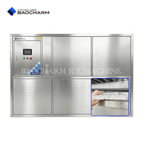 Machine à glaçons industrielle refroidie par eau BAOCHARM 5 tonnes/jour avec ligne d'emballage automatique et chambre froide