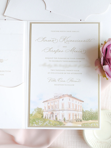 Pochette d'invitation de mariage pour Villa Cora, Florence, <span class=keywords><strong>Italie</strong></span> | Monogramme typographique et gaufré | Bespoke Commission for S & S - Product Image 5