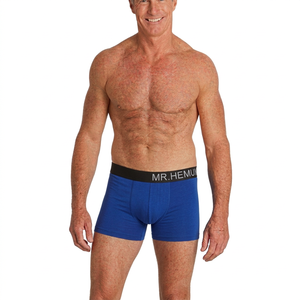 <b>Men's</b> Ribbed Boxer Briefs Cotton Stretch <b>Underwear</b> Breathable Soft Texture Elastic Waistband Supportive <b>Pouch</b> Comfortable Wear - Product Image 1