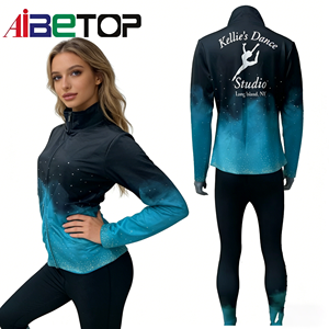 Conjunto Deportivo para Mujer <span class=keywords><strong>Galaxy</strong></span> Glitter Gradient |   Chaqueta de rendimiento con cremallera completa para animación y baile, servicio OEM, Spandex/Poliéster - Product Image 3