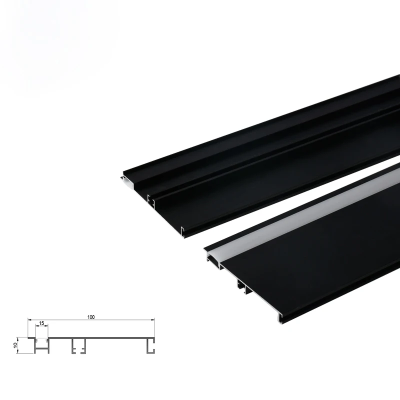 10010 New Design Wide Black Color Led Skirting Aluminum Profile For Indoor Wall Decoration · image 3