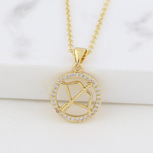 Collana zodiacale YWLY gioielli in oro 18 carati moda donna strass di cristallo riempito in oro collana con segno zodiacale zodiaco - Product Image 5