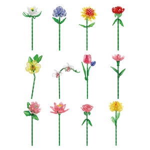 Ensembles de blocs de construction en forme de fleurs, plante en pot avec boîte cadeau, ensembles de briques MOC, ensembles de bricolage pour enfants, jouets éducatifs pour enfants 8735 - Product Image 1