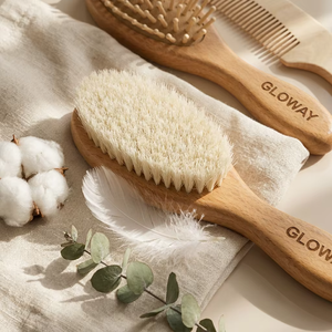 Ensemble <span class=keywords><strong>de</strong></span> 3 brosses à cheveux pour bébé en poils <span class=keywords><strong>de</strong></span> chèvre naturels doux, <span class=keywords><strong>peigne</strong></span> en bois pour nouveau-né, nourrisson, tout-petit, soin du cuir chevelu - Product Image 5
