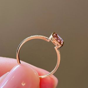 Anillos de Turmalina Rosa con Engaste de Oro de 18K Xinfly para Mujeres, Bodas - Product Image 3