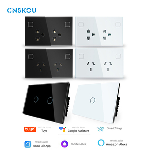 CNSKOU Desain Baru AS AU Mewah Modern Kaca Tempered Alexa dan Google 2 <span class=keywords><strong>Gang</strong></span> Smart Home Automation Wifi Touch Light Wall <span class=keywords><strong>Switch</strong></span> - Product Image 2