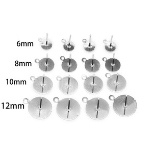 Pendientes de botón redondos de hierro en plata, oro, rodio y oro KC para la fabricación de pendientes, componentes de joyería. - Product Image 2