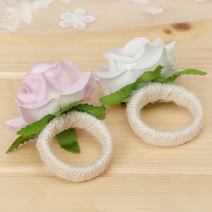Ready to Ship Flower Holder Artificial Rose Napkin Rings for Valerntine's Day Table Dec - Product Image 4