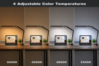 Lampe de bureau LED avec contrôle tactile/infrarouge, double source lumineuse, gradation et couleur, pour étudiants, en métal, alimentation CA - Idéale pour la lecture, le dessin et la conception