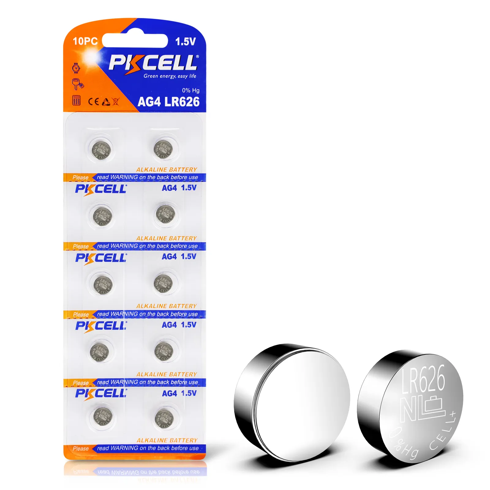 Pkcell Alkaline Button Cell Ag4 L626 Sr66 Sr626Sw 1.5V Coin Battery