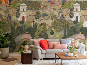 Jaipur Garden <strong>Wallpaper</strong> Mural Handmade Custom Indian Floral <strong>Peel</strong> <strong>and</strong> <strong>Stick</strong> <strong>Wallpaper</strong> - Product Image 3