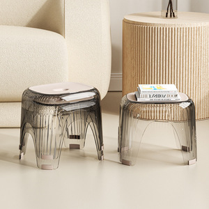 Tabouret en plastique transparent 31x24.5x25cm, chaise de douche pour salle de bain, siège de table basse pour salon - Product Image 1