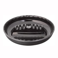 Cendrier de bureau rond classique en verre et mélamine, 6,75 x 6,75 x 1,25 pouces, noir