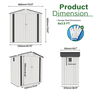 Cobertizo de <span class=keywords><strong>Almacenamiento</strong></span> <span class=keywords><strong>Exterior</strong></span> de Metal de 6*3.5 Pies, con Techo Inclinado, Impermeable, con Ventana Lateral, Envío Gratuito, en Existencia en Almacén de EE. UU. - Product Image 2