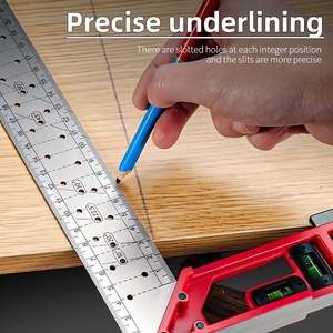 Règle de mesure multi-angles 90/45 degrés, outil manuel, <span class=keywords><strong>équerre</strong></span> <span class=keywords><strong>combinée</strong></span> avec trous pour le travail du bois - Product Image 5