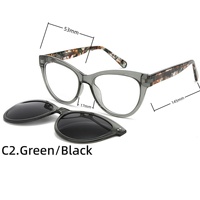 Lunettes de vue polarisées UV400 avec clip magnétique œil-de-chat à monture carrée GM en acétate pour prescription optique