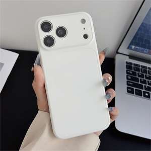 Coque de téléphone antichoc en verre macaron couleur unie, découpes précises, couverture intégrale, compatible iPhone 17 Pro Max - Product Image 5