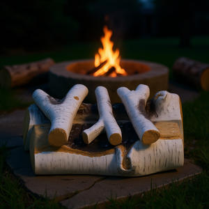 Leños de cerámica para chimenea de gas, estilo madera de abedul, juego de 5 piezas para fogatas interiores y exteriores - Product Image 2