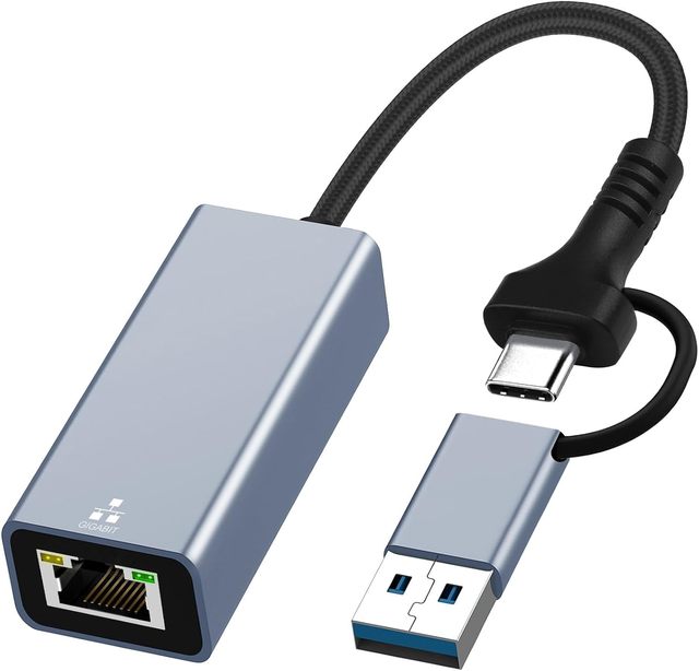 USB 3.0/USB-C to Ethernet Adapter - 1000Mbps Gigabit LAN for PC/Mac/Linux, Plug & Play