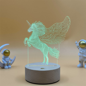 Tùy chỉnh trang trí nội thất ánh sáng 3D Đèn LED bảng đèn tự sạc bàn Bàn Đèn gỗ món quà đáng yêu LED ánh sáng ban đêm ABS cơ sở quà tặng trang trí nội thất - Product Image 5