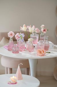 Vases à bourgeons en verre Ensemble de 30 Vases à bourgeons roses en vrac Mini bouteilles décoratives vintage Pièce maîtresse florale moderne pour mariage de fleurs - Product Image 3