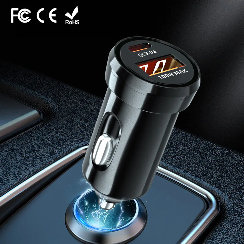 PD65W+100W MAX Factory Wholesale Private Model USB Car Charger PD30W Dual USB ports Discount Price Car Charger fast charging