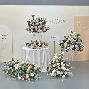 Beda DIY künstlicher rosa Blumenbogen Half-Moo-Gate Kulisse rundes Netz Dekoration echte harte Seide Hochzeitsfeier Heimdekoration