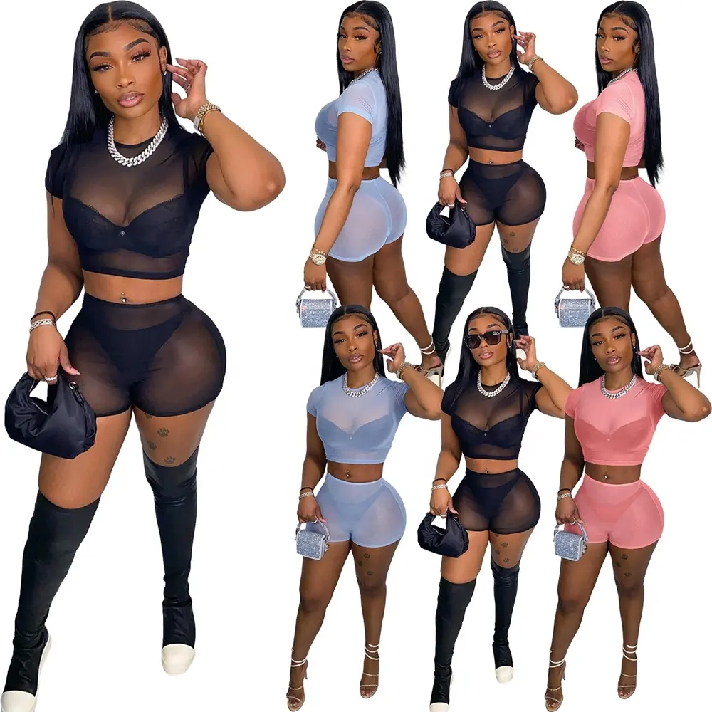 Sommer Frauen Outfits Biker Short Womens Pant Suits Zweiteilige Sets für Frauen Sport Crop Top Workout Damen Trainings anzug 2-teiliges Set