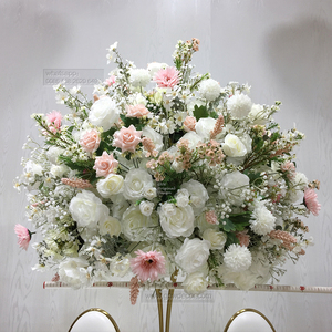 Boule de fleurs GNW pour décoration de mariage, centre de table blanc et rose pour arrangement floral de table de mariage - Product Image 1