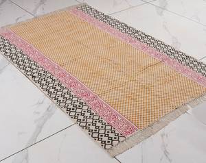 Indian <b>Boho</b> Kilim Style Cotton Dhurrie <b>Rug</b> Hand Block Printed Handmade Carpet Floor <b>Rug</b> Home Decor - Product Image 2